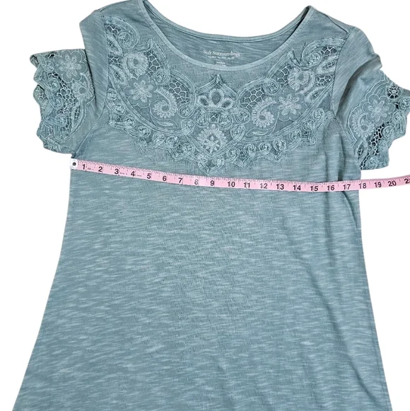 Soft Surroundings Womens Blue Lace Tunic Dress Medium NWT Boho Embroidered Flowy - Picture 7 of 8